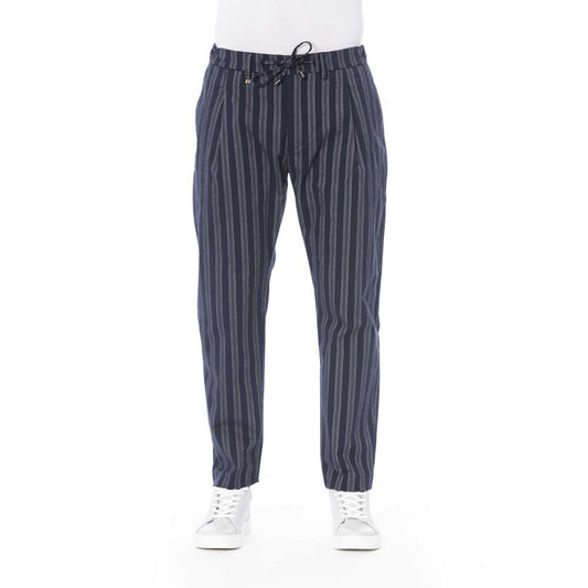 Blue Cotton Mens Trouser