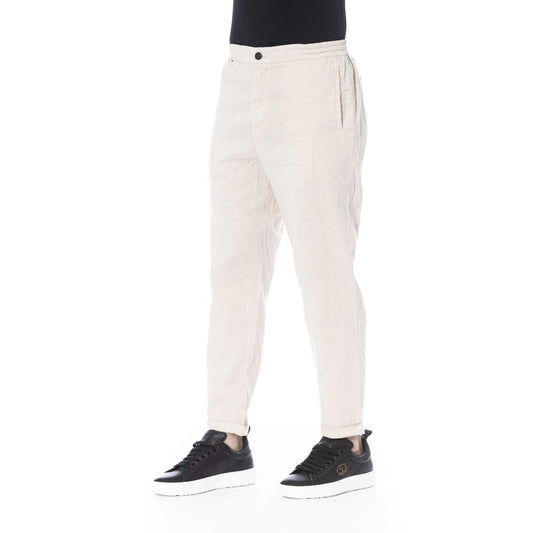 Beige Linen Men Pants