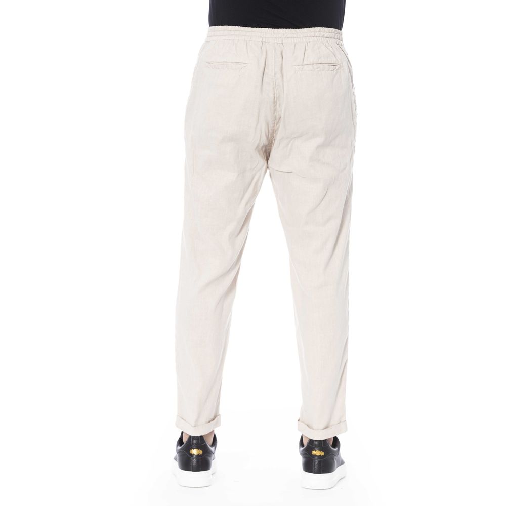 Beige Linen Men Pants