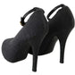 Black Leather Heels Fabric Socks Pumps Shoes