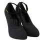 Black Leather Heels Fabric Socks Pumps Shoes