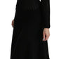Black Cashmere Long Sleeve Sheath Midi Dress