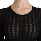 Black Cashmere Long Sleeve Sheath Midi Dress