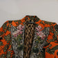 Orange Floral Brocade Coat Blazer Jacket