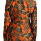 Orange Floral Brocade Coat Blazer Jacket