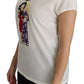 White #dgfamily Round Neck Crystal Crown Top