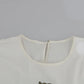 White #dgfamily Round Neck Crystal Crown Top