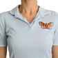 Blue Butterfly Polo T-shirt Cotton Top