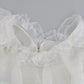 White Lace Vneck 3/4 Sleeve Blouse Silk Top