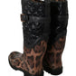 Black Brown Leopard Booties Boots Shoes