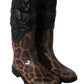 Black Brown Leopard Booties Boots Shoes