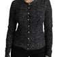 Black Virgin Wool Pre-Owned Cardigan Sweater