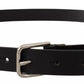 Black Classic Calf Leather Metal Box Buckle Belt
