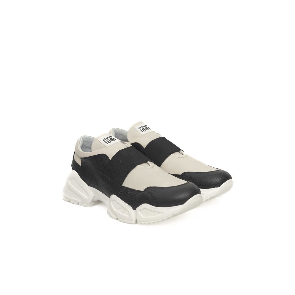 Black Leather Women Platform Sneaker