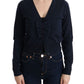 Elegant Blue Wool Cardigan Sweater