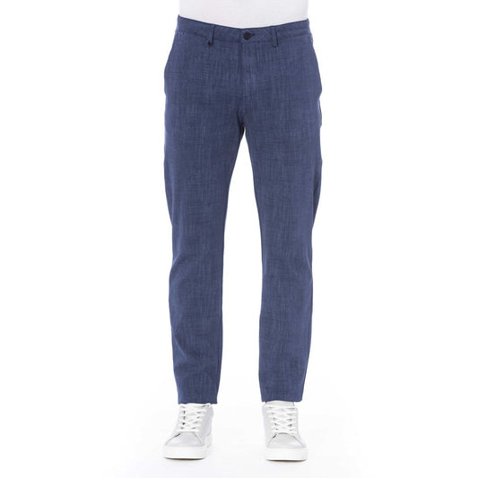 Blue Cotton Men Pants