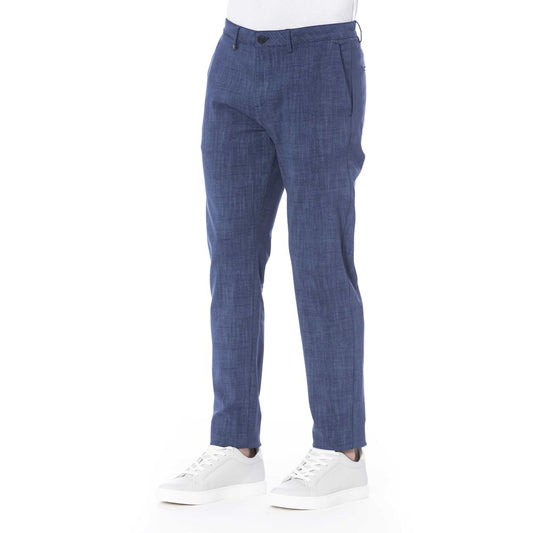 Blue Cotton Men Pants