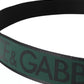 Black Green Logo Silver Metal Buckle Belt
