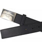 Black Leather Silver Rectangle Buckle Belt