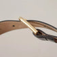 Black Patent Leather Gold Logo Engraved Buckle Belt