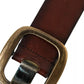 Brown Leather Gold Metal Buckle Women Belt