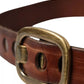Brown Leather Gold Metal Buckle Women Belt