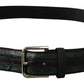 Green Logo Print Cintura Silver Buckle Belt