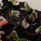 Silk Black Floral Print Long Sleeve Top Blouse