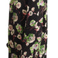 Silk Black Floral Print Long Sleeve Top Blouse