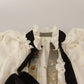 Off White Silk Blend Ascot Collar Blouse Top
