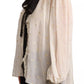Off White Silk Blend Ascot Collar Blouse Top