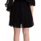 Black V-neck Long Sleeves Mini A-line Dress