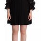Black V-neck Long Sleeves Mini A-line Dress