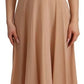 Beige Lace A-line Spaghetti Strap Midi Dress