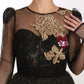 Black Gold Crystal Heart A-line Dress