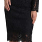 Black Nylon Lace Embellished Sheath Dress