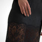 Black Sheer Floral Lace Sheath Midi Dress