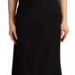 Black Silk Stretch Strapless Sheath Midi Dress