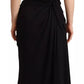 Black Silk Stretch Strapless Sheath Midi Dress