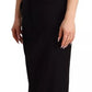 Black Silk Stretch Strapless Sheath Midi Dress