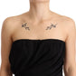 Black Silk Stretch Strapless Sheath Midi Dress