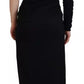 Black Wrap Sheath One Shoulder Wool Dress