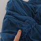 Blue Mesh Trim Ruched Tulle Sheath Dress