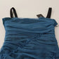 Blue Mesh Trim Ruched Tulle Sheath Dress