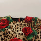 Brown Leopard Red Roses Cotton A-line Dress