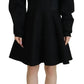 Cotton Black Long Sleeves A-line Mini Dress