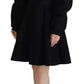 Cotton Black Long Sleeves A-line Mini Dress