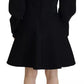 Cotton Black Long Sleeves A-line Mini Dress