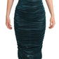 Dark Green Bustier Bodice Satin Draped Dress