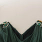 Green Mesh Crystal Ruched Tulle Midi Dress